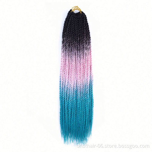 MYZYR20inch Ombre Senegalese Twist Braiding Hair Crochet Braids Synthetic Crochet Hair Extensions Black Brown Women